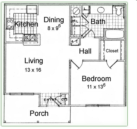 1HAB/1BA - Oak Haven