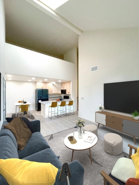 Living Room & Kitchen with Vaulted Ceilings - 436 S Marengo Ave