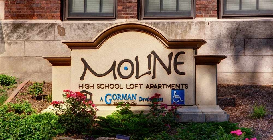 Front Sign - Moline High School Lofts