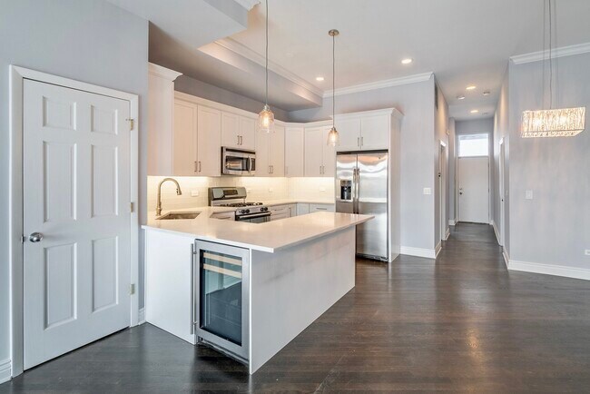 Custom Kitchen with Stainless Steel Appliances and Quartz Countertop - 1729 N Clybourn Ave