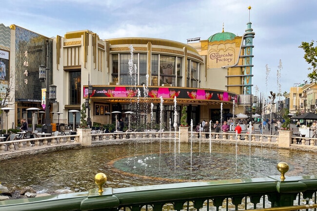 Fountains sit outside the AMC theater at The Grove shopping center in Beverly Grove.