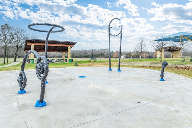 Art meets play at Azle Central Park's splash pad.
