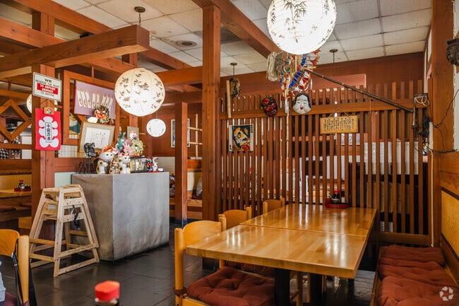 Admire the adorned interior of Kotohira Noodles in Gardena, CA.