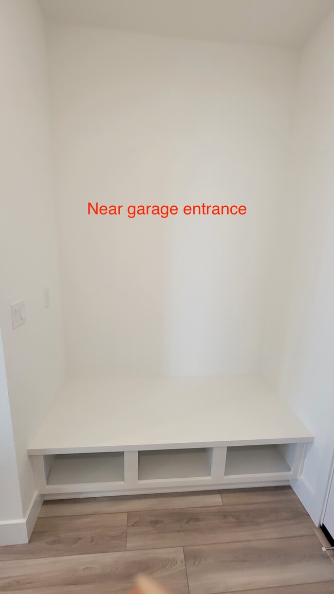 Near the garage entrance from inside, can be used for storage and hanging school bags etc... - 341 N Mendocino Way