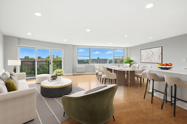 Virtually staged living room (Option 1) - 12 Old Mamaroneck Rd