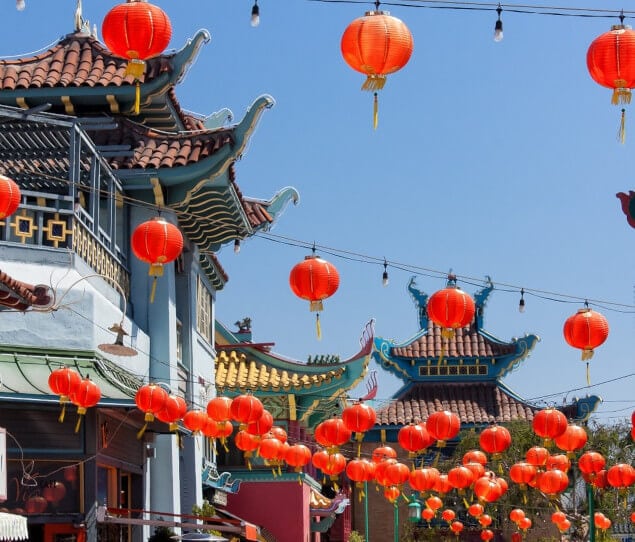 Chinese lanterns throughout the streets of Chinatown