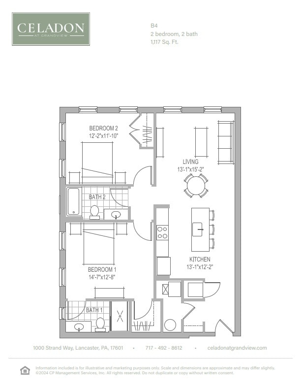 Plano de planta B4 - Celadon at Grandview Apartment Homes
