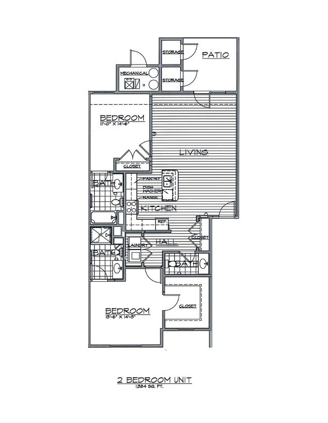 2 bedroom Floor Plan - 3218 Brookside Dr