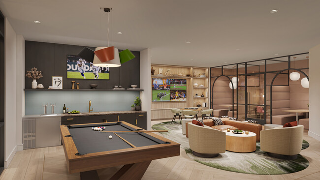 Game Room with Pool Table and Sports Lounge - Presidium Valley View