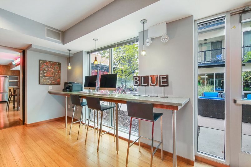 Business center with computers and printer