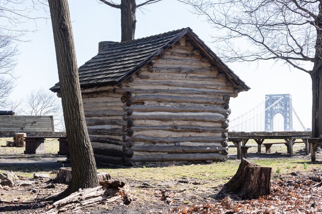 Recreation of colonial era barracks at Fort Lee Historic Park.