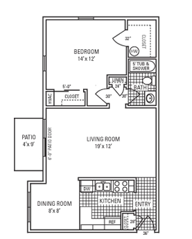 1BR/1BA - Country Club Village Apartments