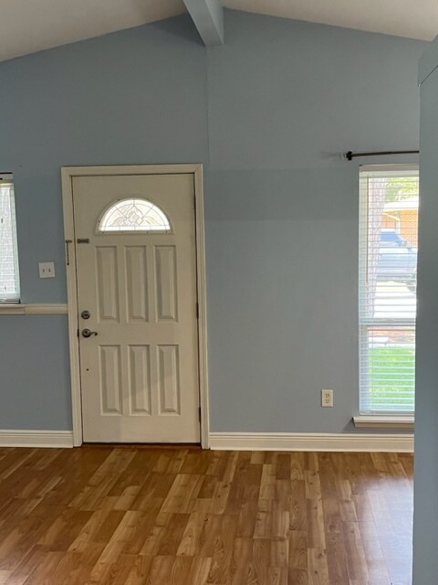 Living room with vaulted ceiling - 717 Wiegand Dr