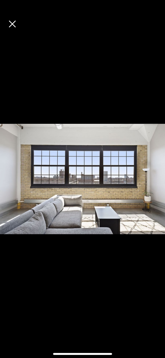 Living room, natural light, exposed brick - 730 Stinson Blvd