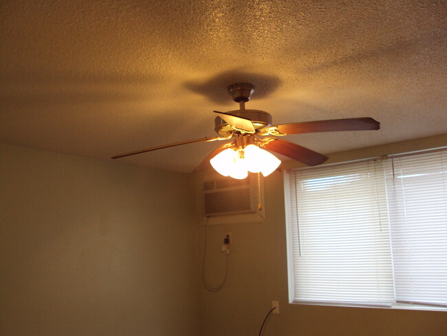 Remote controlled ceiling fan in living room - 218 NW College Ave