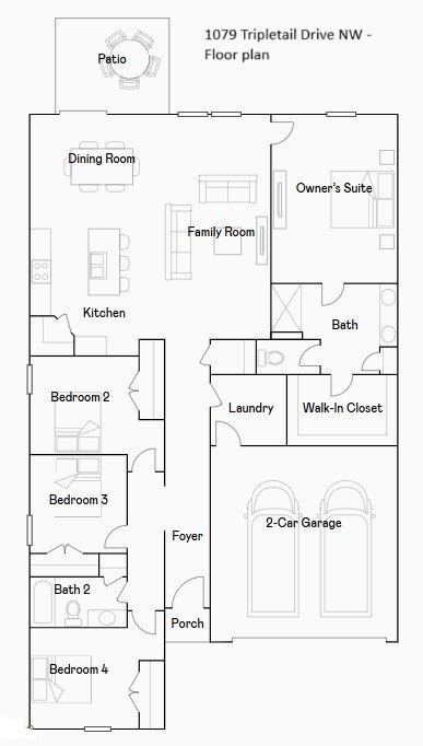 Floor plan - One floor home - 1079 Tripletail Dr NW