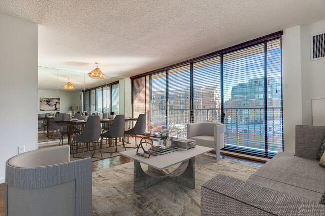 Living room virtually staged - 2555 Pennsylvania Ave NW