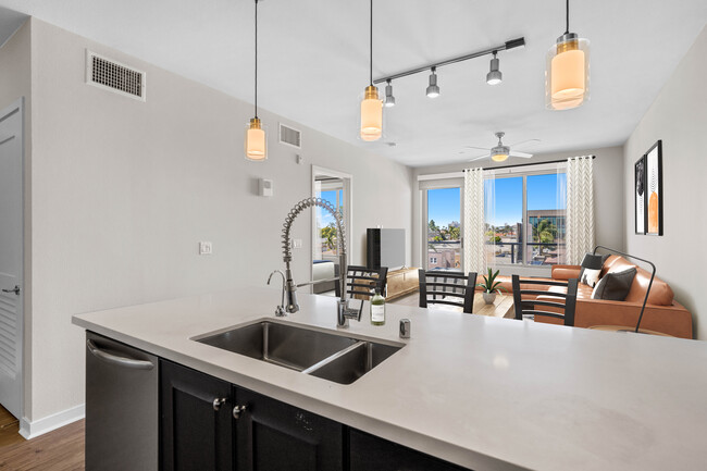 Kitchen, living, and dining area - AVA Balboa Park