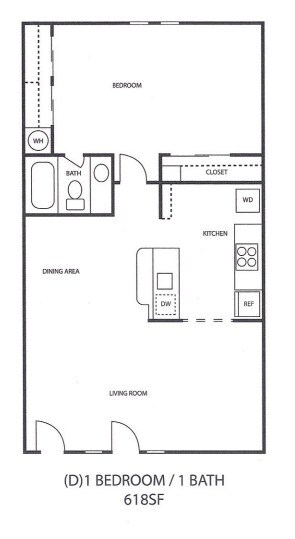 Floorplan D   618sqft   Upgraded $1,119 / Premium $1,229 - Sandstone Apartment Homes