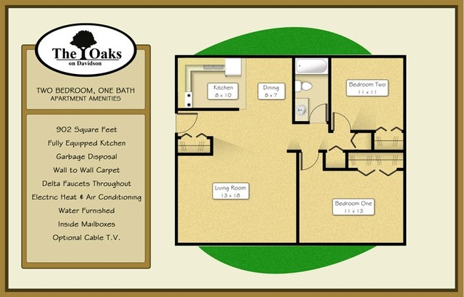 2BR/1BA - The Oaks on Davidson