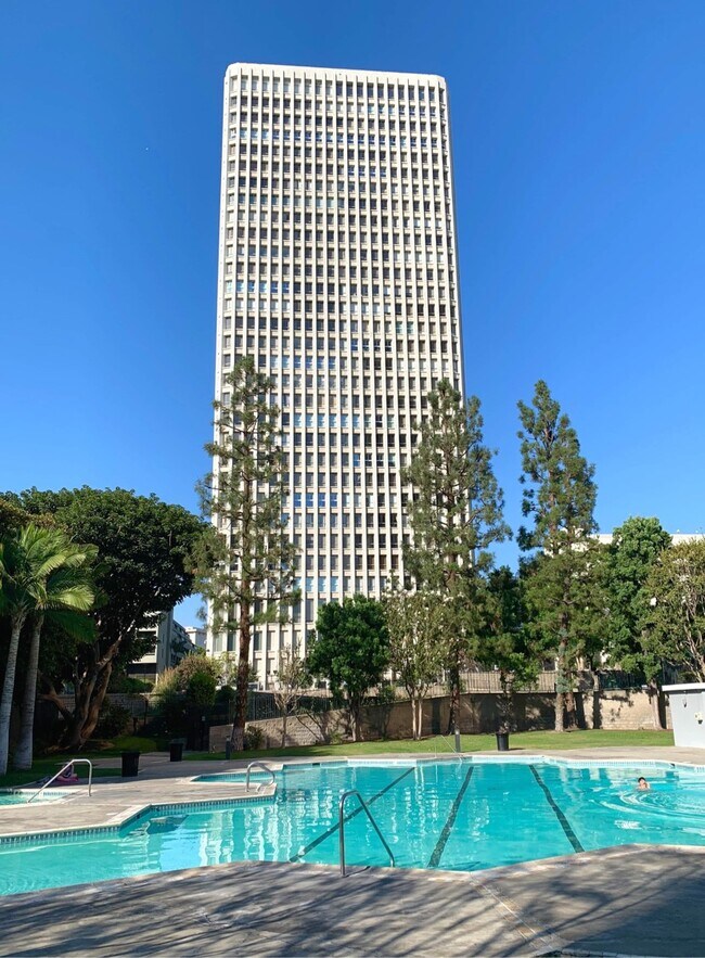 Bunker Hill Tower from pool view - 800 W 1st St