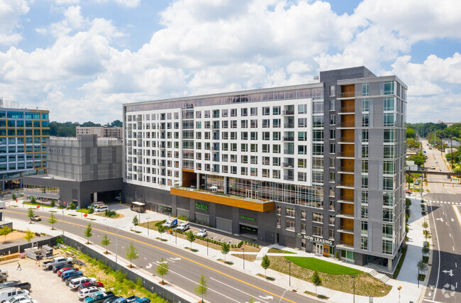 Exterior from Harrington St - Peace Raleigh Apartments