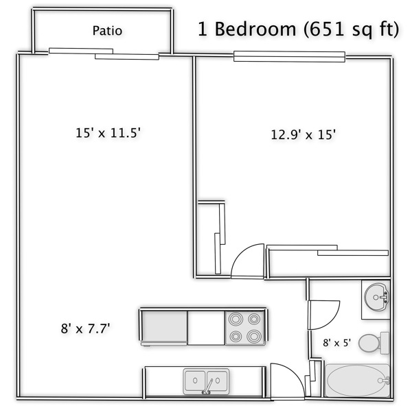 1BR/1BA - Cedar Ridge Apartments