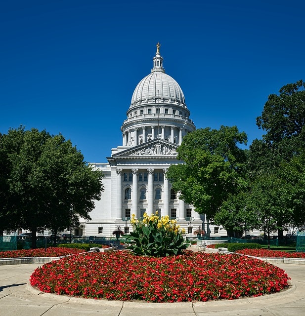 Flowers in front of the Capitol Building