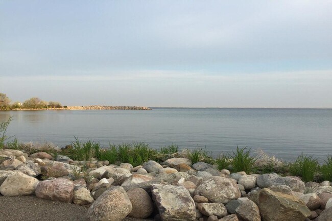 Peaceful shoreline view of Lake Newell