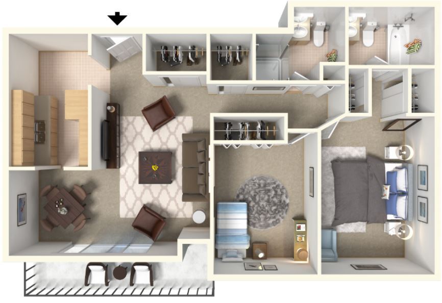 Shoregate Towers – Two Bedroom - Two Bath