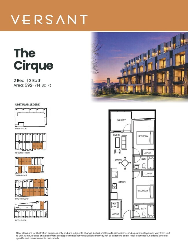 Le Cirque : Appartement 2 chambres, 2 salles de bain - Versant
