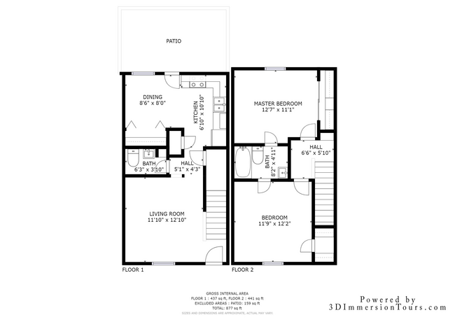 Plano de planta 2x2 - Diamond Villa Townhomes