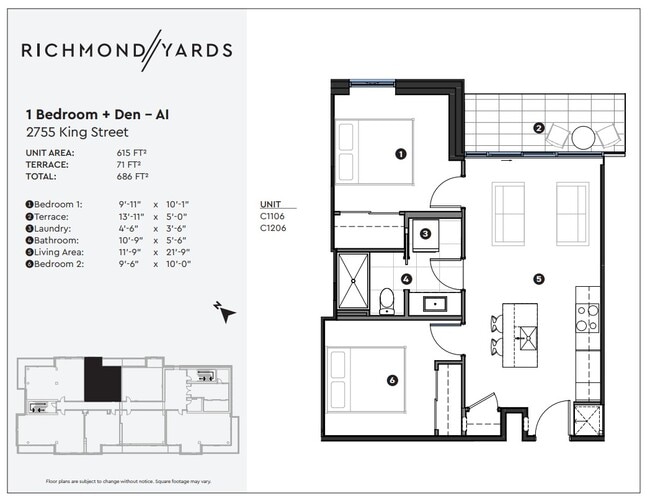 2755 King 1 Bedroom + Den -AI - Richmond Yards