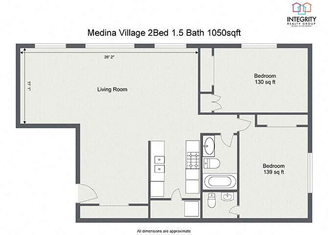Integrity Medina Apartments – 2 Bedoom 1.5 Bath (1050sqft)