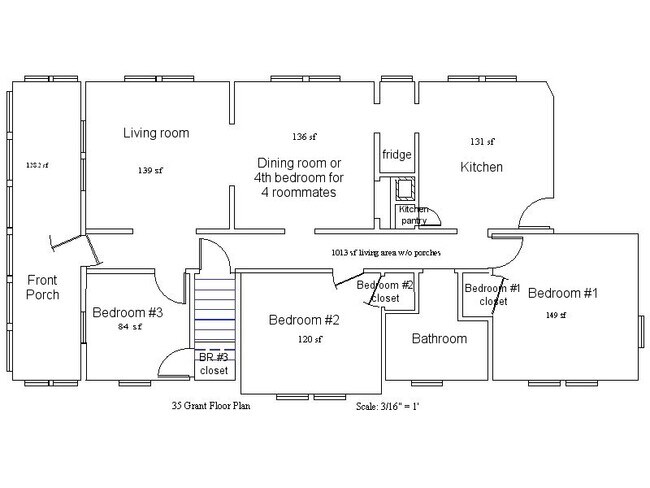 Plano de planta del apartamento - 35 Grant Ave