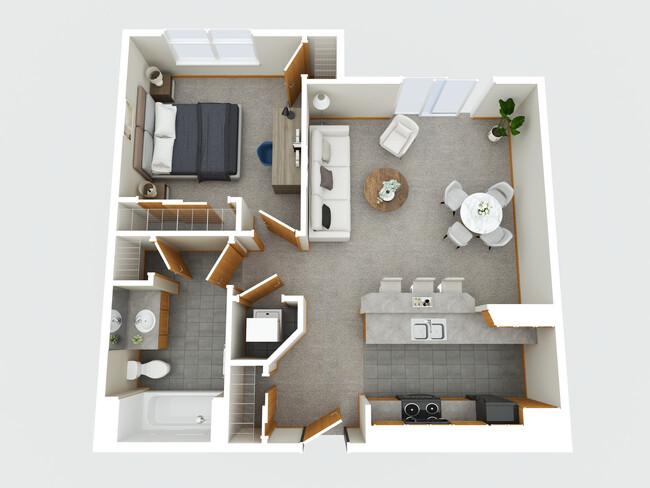 Modelo 3D de 1 cama - Cannery Square Apartments