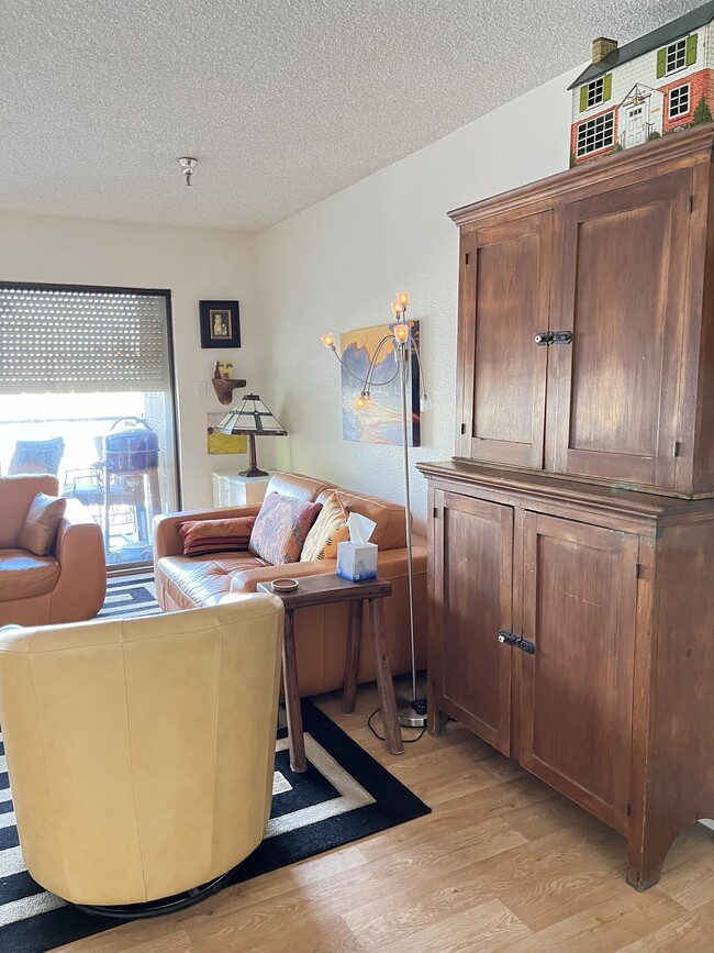 Living room with electric shades - 425 S Parkcrest