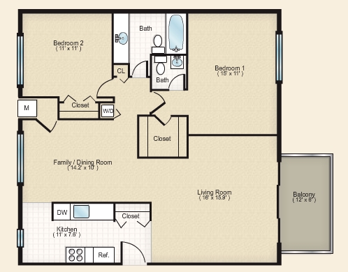 2HAB/1.5BA - Somerset