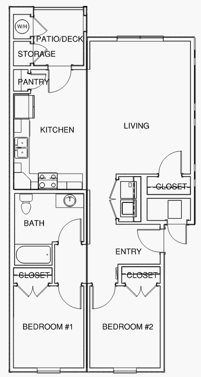 2BR/1BA - Chico Courtyards