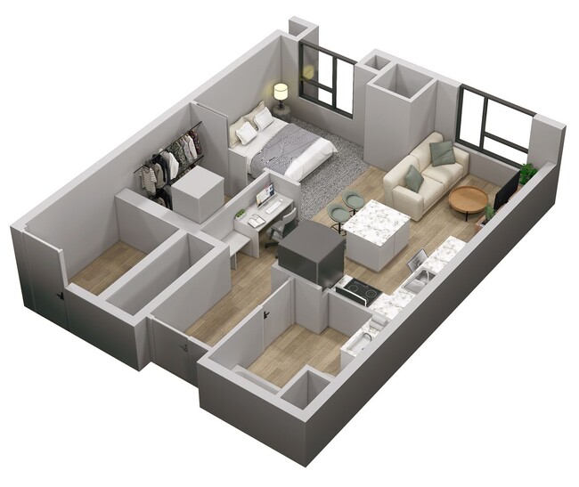 Studio Apartment Floorplan - PowderHaus Apartments & Townhomes
