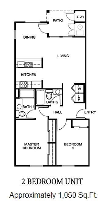 2BR/2BA - Creek Bridge Apartment