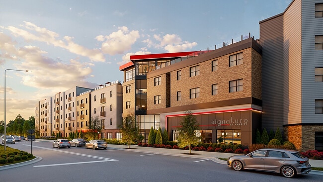 Building-Exterior-Street-View-Signature-at-Varsity-Apartments-Near-NC-State - Signature at Varsity