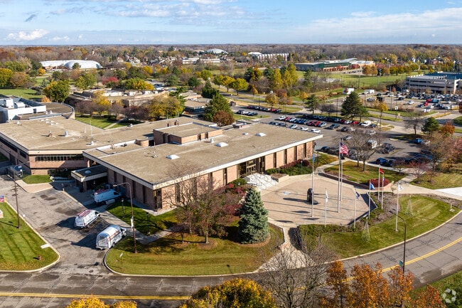 Troy's City Hall features a library, community center, and an outdoor park.