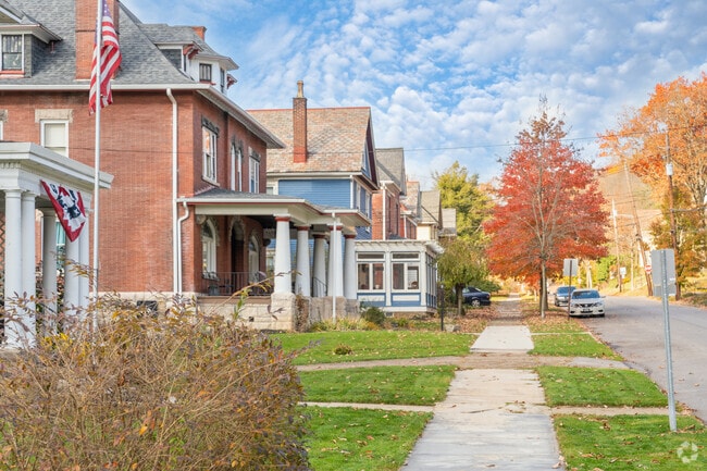The sidewalks in Butler are peaceful and safe for walking families.