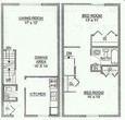 2 Bedroom, 1.5 Bath Townhome 1,000 sq. ft.