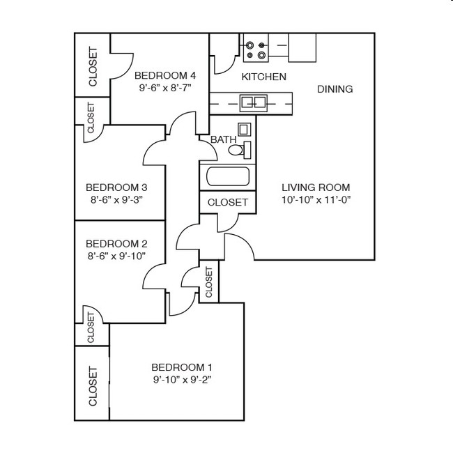 4BR/1BA - Magnolia Plaza Apartments