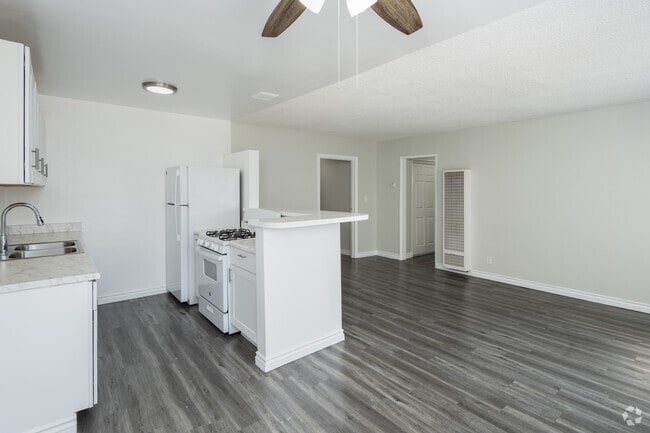 4737-9. 1BR, 1BA - 544SF - Kitchen and Living Room - Slauson Apartments