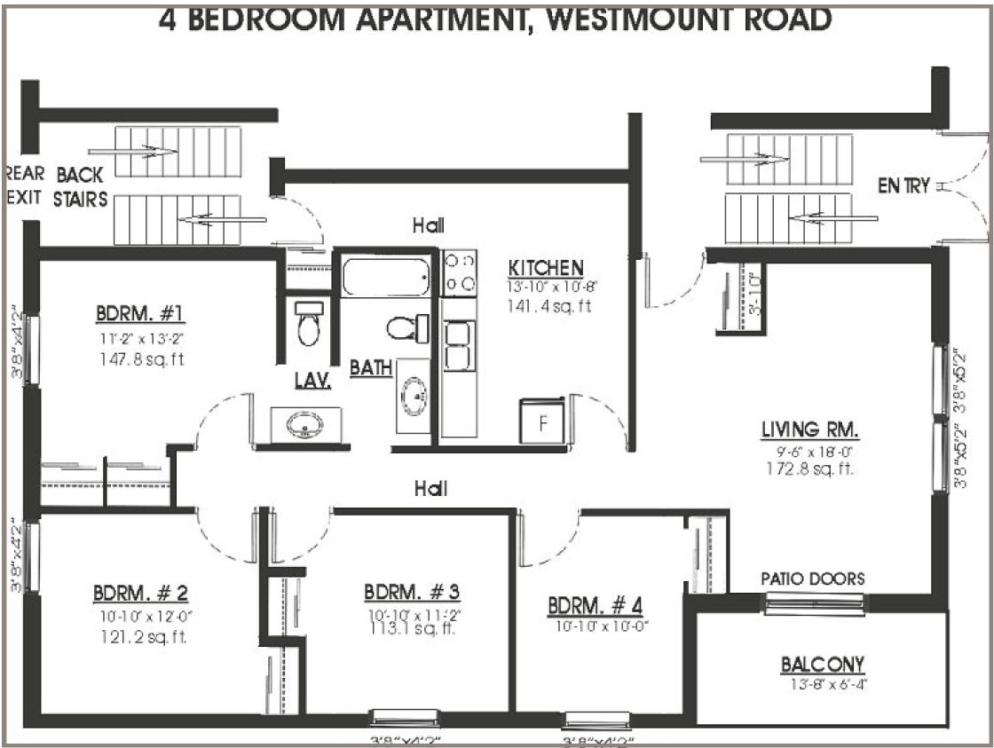 Plano de planta de habitación - Westcourt Student Residences