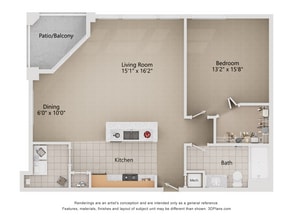 Harrison_1 Bed_1Bath_784 sq ft - Legacy at Fort Clarke