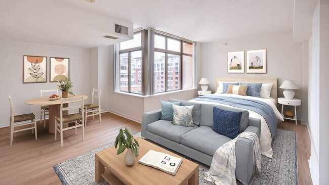 Sala de estar con suelo de superficie dura - The Reserve at Clarendon Centre